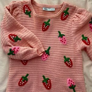 Zara knit strawberry sweater
